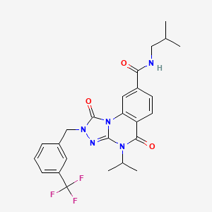 molecular formula C25H26F3N5O3 B2582661 N-异丁基-4-异丙基-1,5-二氧代-2-(3-(三氟甲基)苯甲基)-1,2,4,5-四氢-[1,2,4]三唑并[4,3-a]喹唑啉-8-甲酰胺 CAS No. 1242906-88-2