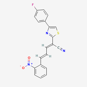molecular formula C20H12FN3O2S B2582663 (2E,4E)-2-[4-(4-fluorophenyl)-1,3-thiazol-2-yl]-5-(2-nitrophenyl)penta-2,4-dienenitrile CAS No. 476675-51-1