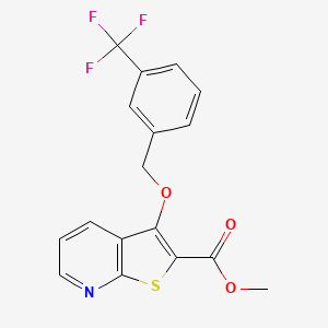 molecular formula C17H12F3NO3S B2582664 3-{[3-(三氟甲基)苄基]氧代}噻吩并[2,3-b]吡啶-2-甲酸甲酯 CAS No. 338419-35-5