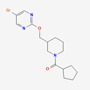 molecular formula C16H22BrN3O2 B2582666 [3-[(5-Bromopyrimidin-2-yl)oxymethyl]piperidin-1-yl]-cyclopentylmethanone CAS No. 2379975-05-8