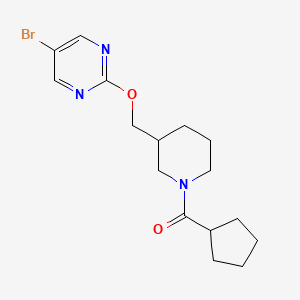 molecular formula C16H22BrN3O2 B2582666 5-Bromo-2-[(1-cyclopentanecarbonylpiperidin-3-yl)methoxy]pyrimidine CAS No. 2379975-05-8