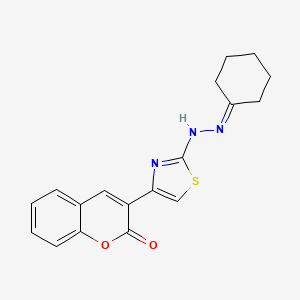 molecular formula C18H17N3O2S B2582667 3-(2-(2-环己亚甲基肼基)噻唑-4-基)-2H-色满-2-酮 CAS No. 324065-43-2