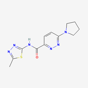 molecular formula C12H14N6OS B2582669 N-(5-methyl-1,3,4-thiadiazol-2-yl)-6-(pyrrolidin-1-yl)pyridazine-3-carboxamide CAS No. 1396785-41-3