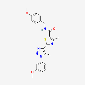 molecular formula C23H23N5O3S B2582670 N-(4-methoxybenzyl)-2-(1-(3-methoxyphenyl)-5-methyl-1H-1,2,3-triazol-4-yl)-4-methylthiazole-5-carboxamide CAS No. 1251594-78-1