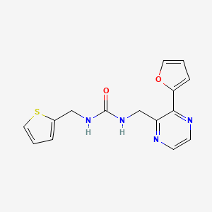 molecular formula C15H14N4O2S B2582674 1-((3-(Furan-2-yl)pyrazin-2-yl)methyl)-3-(thiophen-2-ylmethyl)urea CAS No. 2034363-16-9