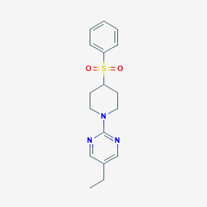 molecular formula C17H21N3O2S B2582676 2-[4-(Benzenesulfonyl)piperidin-1-yl]-5-ethylpyrimidine CAS No. 2380078-41-9