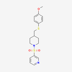 molecular formula C18H22N2O3S2 B2582678 3-((4-(((4-Methoxyphenyl)thio)methyl)piperidin-1-yl)sulfonyl)pyridine CAS No. 1421458-28-7