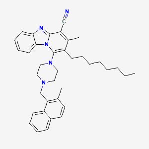 molecular formula C37H43N5 B2582682 3-甲基-1-[4-[(2-甲基萘-1-基)甲基]哌嗪-1-基]-2-辛基吡啶并[1,2-a]苯并咪唑-4-腈 CAS No. 500149-25-7