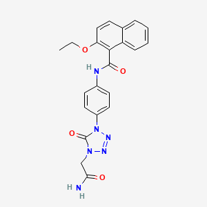 molecular formula C22H20N6O4 B2582683 N-(4-(4-(2-amino-2-oxoethyl)-5-oxo-4,5-dihydro-1H-tetrazol-1-yl)phenyl)-2-ethoxy-1-naphthamide CAS No. 1396815-46-5