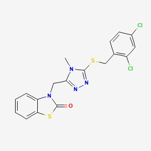 molecular formula C18H14Cl2N4OS2 B2582684 3-((5-((2,4-dichlorobenzyl)thio)-4-methyl-4H-1,2,4-triazol-3-yl)methyl)benzo[d]thiazol-2(3H)-one CAS No. 862829-45-6