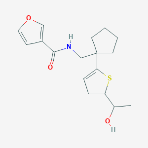 molecular formula C17H21NO3S B2582701 N-((1-(5-(1-hydroxyethyl)thiophen-2-yl)cyclopentyl)methyl)furan-3-carboxamide CAS No. 2034598-97-3
