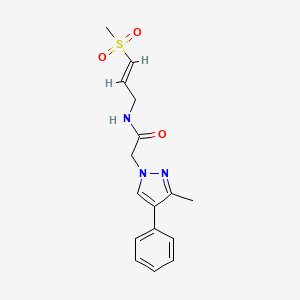molecular formula C16H19N3O3S B2582703 2-(3-Methyl-4-phenylpyrazol-1-yl)-N-[(E)-3-methylsulfonylprop-2-enyl]acetamide CAS No. 2305572-61-4