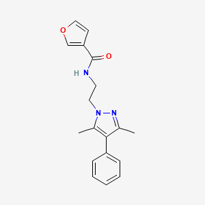 molecular formula C18H19N3O2 B2582709 N-(2-(3,5-dimethyl-4-phenyl-1H-pyrazol-1-yl)ethyl)furan-3-carboxamide CAS No. 2034369-92-9