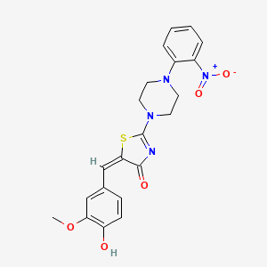 (E)-5-(4-hydroxy-3-methoxybenzylidene)-2-(4-(2-nitrophenyl)piperazin-1-yl)thiazol-4(5H)-one