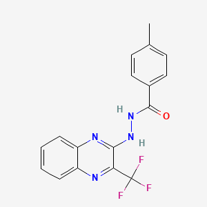 molecular formula C17H13F3N4O B2582736 4-methyl-N'-[3-(trifluoromethyl)-2-quinoxalinyl]benzenecarbohydrazide CAS No. 338968-37-9