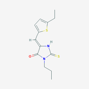 molecular formula C13H16N2OS2 B2582738 (Z)-5-((5-ethylthiophen-2-yl)methylene)-3-propyl-2-thioxoimidazolidin-4-one CAS No. 592536-14-6