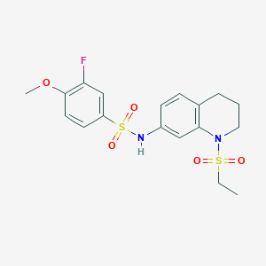 molecular formula C18H21FN2O5S2 B2582744 N-(1-(ethylsulfonyl)-1,2,3,4-tetrahydroquinolin-7-yl)-3-fluoro-4-methoxybenzenesulfonamide CAS No. 946250-07-3