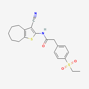 molecular formula C20H22N2O3S2 B2582746 N-(3-cyano-5,6,7,8-tetrahydro-4H-cyclohepta[b]thiophen-2-yl)-2-(4-(ethylsulfonyl)phenyl)acetamide CAS No. 941992-49-0