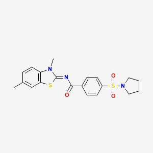 molecular formula C20H21N3O3S2 B2582748 N-(3,6-二甲基-1,3-苯并噻唑-2-亚甲基)-4-吡咯烷-1-基磺酰基苯甲酰胺 CAS No. 313404-78-3