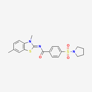 N-[(2E)-3,6-dimethyl-2,3-dihydro-1,3-benzothiazol-2-ylidene]-4-(pyrrolidine-1-sulfonyl)benzamide