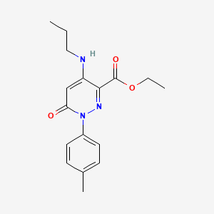 molecular formula C17H21N3O3 B2582752 Ethyl 6-oxo-4-(propylamino)-1-(p-tolyl)-1,6-dihydropyridazine-3-carboxylate CAS No. 922121-32-2