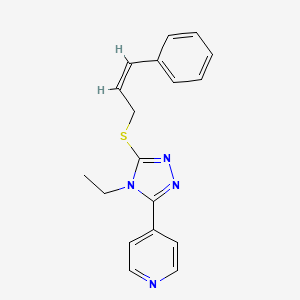 molecular formula C18H18N4S B2582755 (Z)-4-(4-ethyl-5-((3-phenylallyl)thio)-4H-1,2,4-triazol-3-yl)pyridine CAS No. 1322222-73-0
