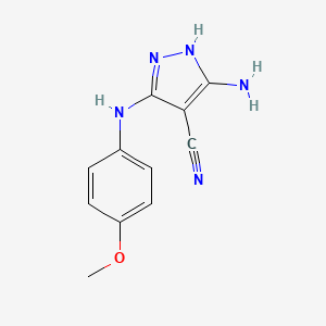 molecular formula C11H11N5O B2582762 5-氨基-3-[(4-甲氧基苯基)氨基]-1H-吡唑-4-腈 CAS No. 112606-39-0