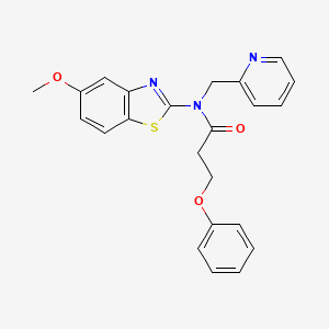 molecular formula C23H21N3O3S B2582774 N-(5-甲氧基苯并[d]噻唑-2-基)-3-苯氧基-N-(吡啶-2-甲基)丙酰胺 CAS No. 900005-38-1