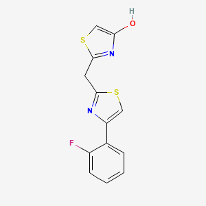 molecular formula C13H9FN2OS2 B2582788 2-{[4-(2-氟苯基)-1,3-噻唑-2-基]甲基}-1,3-噻唑-4-醇 CAS No. 860651-46-3