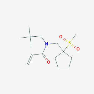 B2582790 N-(2,2-Dimethylpropyl)-N-[(1-methylsulfonylcyclopentyl)methyl]prop-2-enamide CAS No. 2411242-23-2