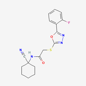 molecular formula C17H17FN4O2S B2582791 N-(1-cyanocyclohexyl)-2-[[5-(2-fluorophenyl)-1,3,4-oxadiazol-2-yl]sulfanyl]acetamide CAS No. 1016472-45-9