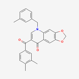 molecular formula C27H23NO4 B2582793 7-(3,4-dimethylbenzoyl)-5-[(3-methylphenyl)methyl]-2H,5H,8H-[1,3]dioxolo[4,5-g]quinolin-8-one CAS No. 904451-18-9