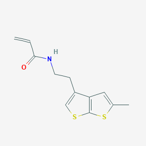 molecular formula C12H13NOS2 B2582794 N-[2-(5-Methylthieno[2,3-b]thiophen-3-yl)ethyl]prop-2-enamide CAS No. 2305529-26-2