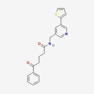 molecular formula C21H20N2O2S B2582804 5-oxo-5-phenyl-N-((5-(thiophen-2-yl)pyridin-3-yl)methyl)pentanamide CAS No. 2034595-52-1