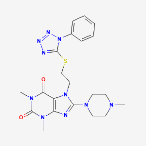 molecular formula C21H26N10O2S B2582805 1,3-Dimethyl-8-(4-methylpiperazin-1-yl)-7-[2-(1-phenyltetrazol-5-yl)sulfanylethyl]purine-2,6-dione CAS No. 685860-79-1