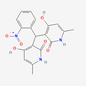 molecular formula C19H17N3O6 B2582809 3,3'-((2-nitrophenyl)methylene)bis(4-hydroxy-6-methylpyridin-2(1H)-one) CAS No. 132559-98-9