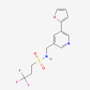 molecular formula C13H13F3N2O3S B2582811 3,3,3-三氟-N-((5-(呋喃-2-基)吡啶-3-基)甲基)丙烷-1-磺酰胺 CAS No. 2034613-73-3