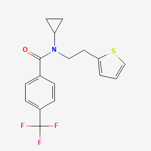molecular formula C17H16F3NOS B2582813 N-环丙基-N-(2-(噻吩-2-基)乙基)-4-(三氟甲基)苯甲酰胺 CAS No. 1396793-26-2