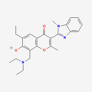 molecular formula C25H29N3O3 B2582815 8-((diethylamino)methyl)-6-ethyl-7-hydroxy-2-methyl-3-(1-methyl-1H-benzo[d]imidazol-2-yl)-4H-chromen-4-one CAS No. 222716-49-6