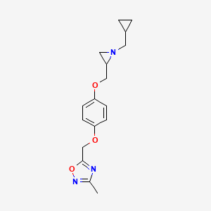 molecular formula C17H21N3O3 B2582816 5-[[4-[[1-(Cyclopropylmethyl)aziridin-2-yl]methoxy]phenoxy]methyl]-3-methyl-1,2,4-oxadiazole CAS No. 2418708-54-8