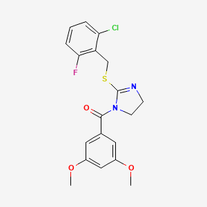 (2-((2-chloro-6-fluorobenzyl)thio)-4,5-dihydro-1H-imidazol-1-yl)(3,5-dimethoxyphenyl)methanone