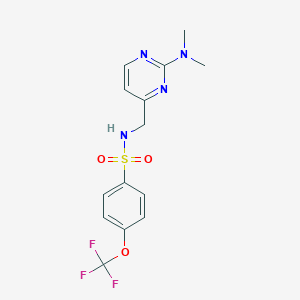 molecular formula C14H15F3N4O3S B2582823 N-((2-(dimethylamino)pyrimidin-4-yl)methyl)-4-(trifluoromethoxy)benzenesulfonamide CAS No. 1797722-31-6