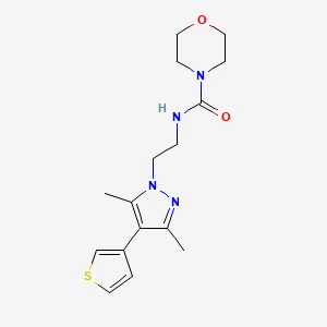 molecular formula C16H22N4O2S B2582824 N-(2-(3,5-dimethyl-4-(thiophen-3-yl)-1H-pyrazol-1-yl)ethyl)morpholine-4-carboxamide CAS No. 2034358-36-4