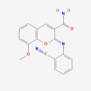 molecular formula C18H13N3O3 B2582831 (Z)-2-((2-cyanophenyl)imino)-8-methoxy-2H-chromene-3-carboxamide CAS No. 388623-92-5