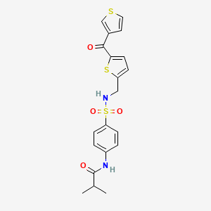 molecular formula C20H20N2O4S3 B2582832 N-(4-(N-((5-(thiophene-3-carbonyl)thiophen-2-yl)methyl)sulfamoyl)phenyl)isobutyramide CAS No. 1798022-95-3