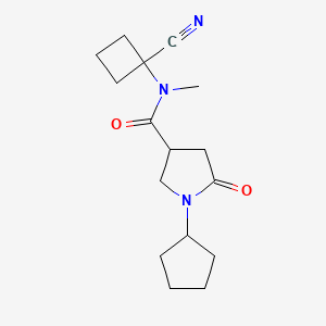 molecular formula C16H23N3O2 B2582840 N-(1-cyanocyclobutyl)-1-cyclopentyl-N-methyl-5-oxopyrrolidine-3-carboxamide CAS No. 1258688-99-1