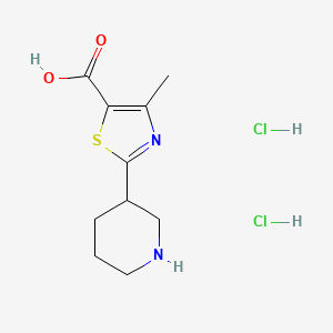 molecular formula C10H16Cl2N2O2S B2582845 4-Methyl-2-piperidin-3-yl-1,3-thiazole-5-carboxylic acid;dihydrochloride CAS No. 2248246-29-7