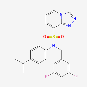 molecular formula C22H20F2N4O2S B2582854 N-[(3,5-difluorophenyl)methyl]-N-[4-(propan-2-yl)phenyl]-[1,2,4]triazolo[4,3-a]pyridine-8-sulfonamide CAS No. 1251570-89-4