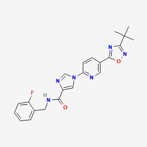 molecular formula C22H21FN6O2 B2582859 1-{5-[3-(叔丁基)-1,2,4-恶二唑-5-基]-2-吡啶基}-N~4~-(2-氟苄基)-1H-咪唑-4-甲酰胺 CAS No. 1251681-03-4