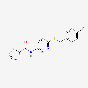 molecular formula C16H12FN3OS2 B2582883 N-(6-((4-fluorobenzyl)thio)pyridazin-3-yl)thiophene-2-carboxamide CAS No. 1021026-61-8